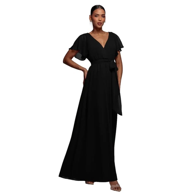 Vrouwenwrapjurk met vleugelmouwen Goddiva Maxi