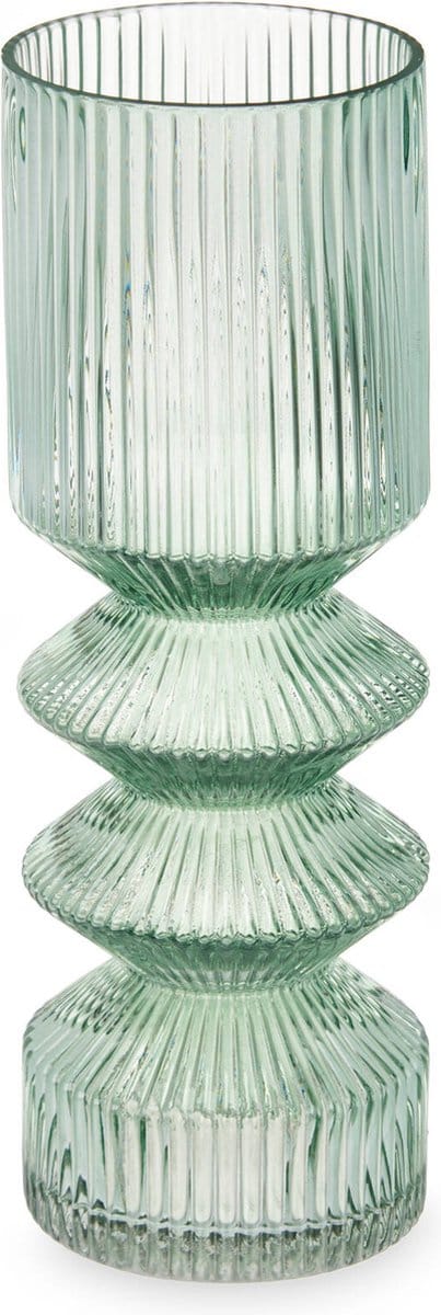 Vaas van geribbeld glas, 8 x 23 cm