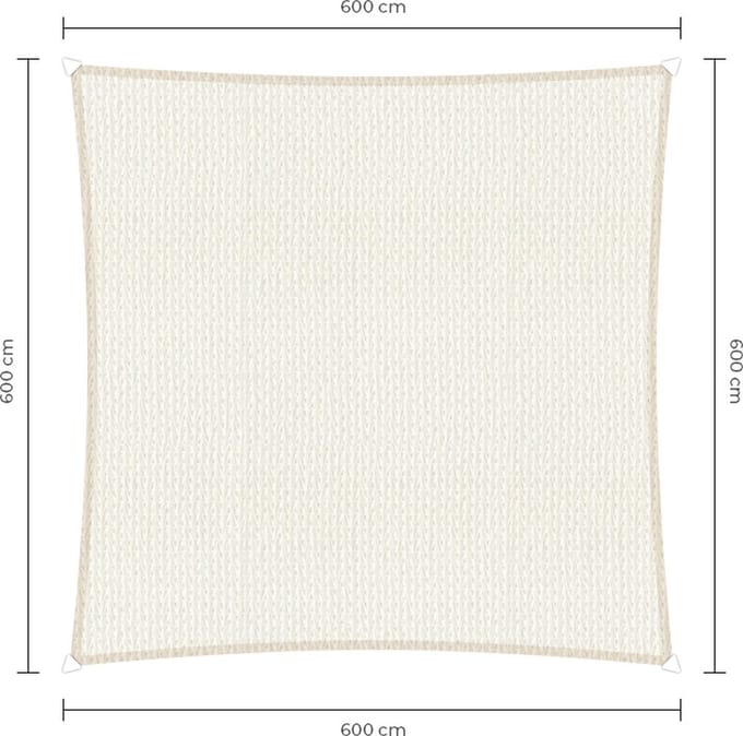 Sunfighters vierkant schaduwdoek - 6 x 6 m - Wit - Waterdoorlatend