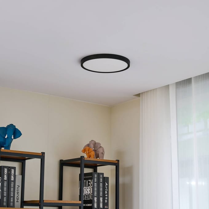Lindby LED plafondlamp Pravin, Ø 30 cm, 3.000 K, zwart