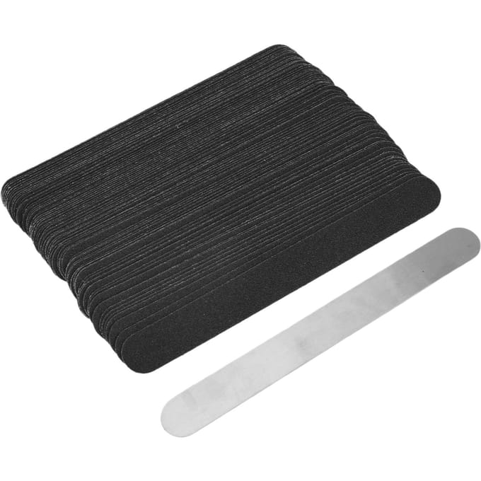 100 Stuks Vervangende Nagelvijl Strips Kit met Herbruikbare Roestvrijstalen Nagelvijl Basisplaat black