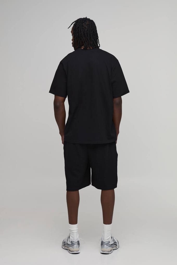 Baggy Fit Geribbelde Jersey Short | Black | Size Small