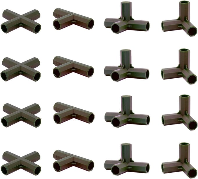 Broeikas Frame Connectoren - Ondersteuning Koppelingen - Tuin Constructie Bouwen - Heavy Duty Ontwerp - 16 Stuks - Zwart