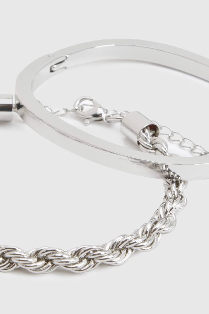 boohoo Dames Ketting- en banglearmbandenset | Zilver
