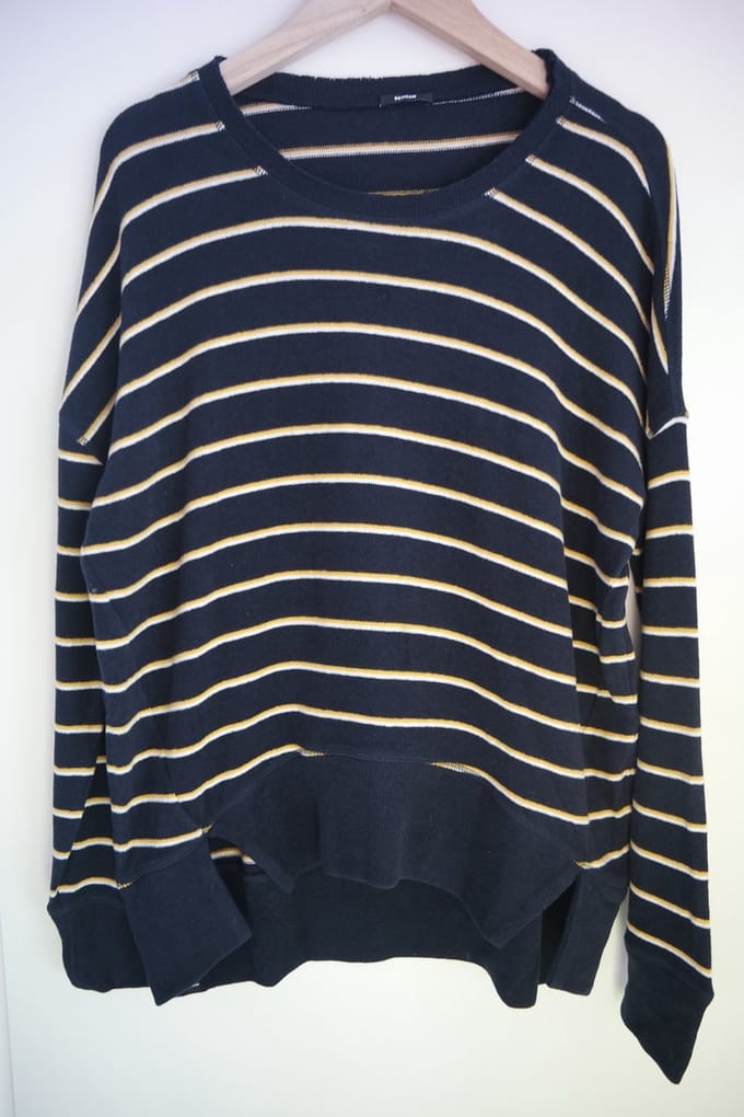 Denham Icicle Sweater - Blauw/ Geel/ Wit Gestreept - Maat M