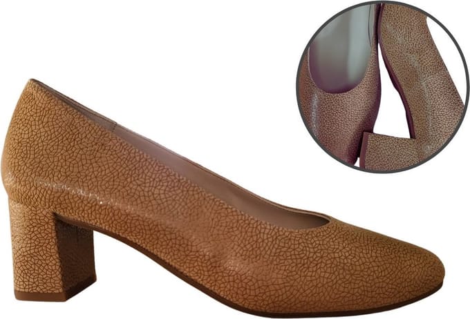 Stravers - Pumps met Lage Hak Maat 42 Bruin Suede geprint Grote Maten Pumps