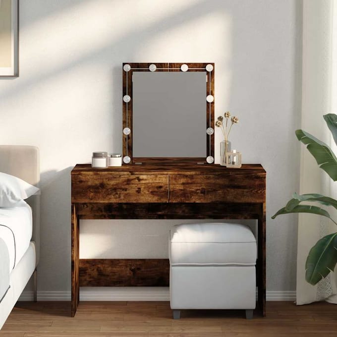 vidaXL - Kaptafel - met - LED - 100x40x130 - cm - gerookt - eikenkleurig