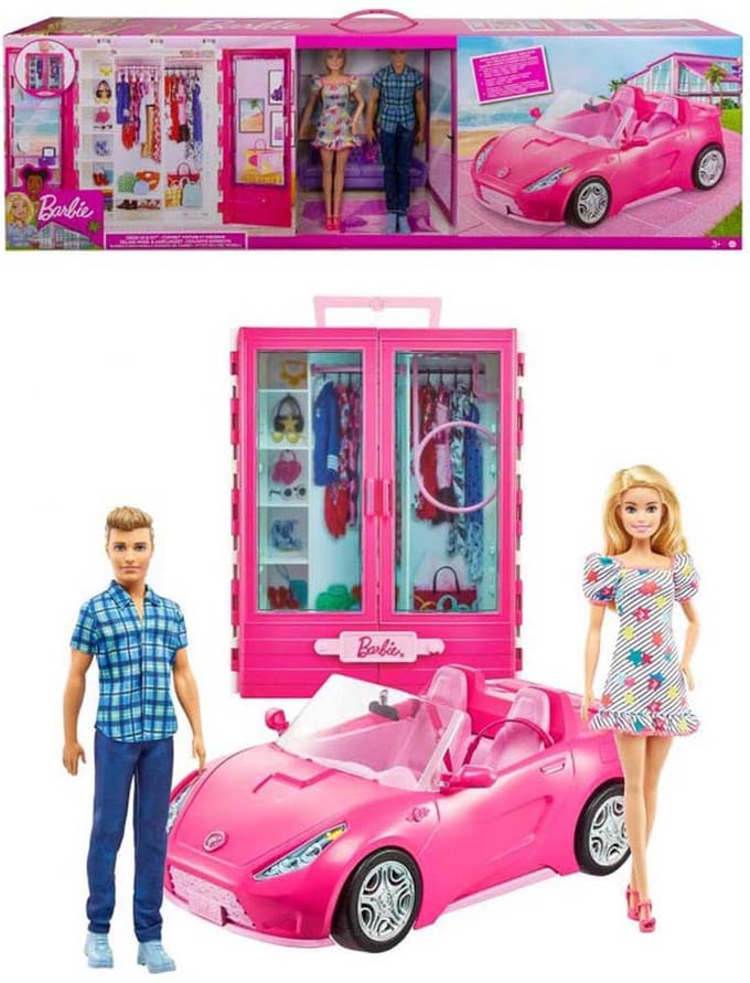 Barbie en Ken – Cabrio Auto en Kledingkast Speelset