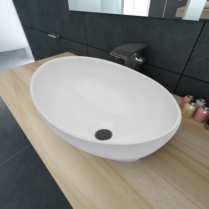 vidaXL - Wastafel - ovaal - 40x33 - cm - keramiek - wit