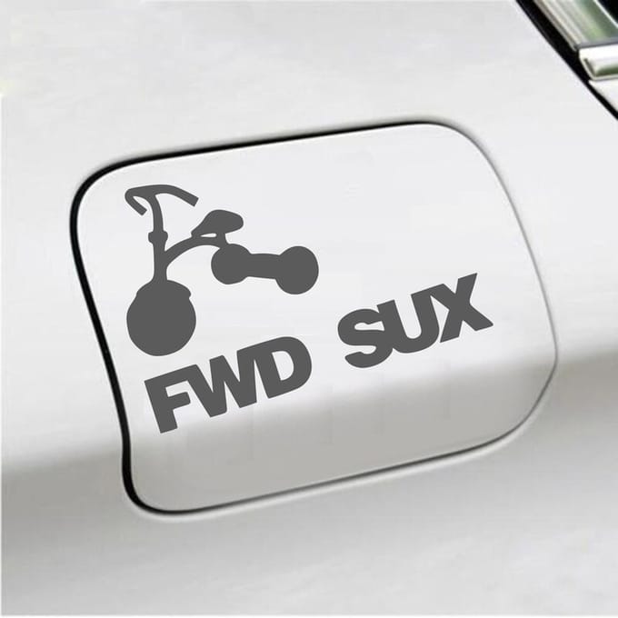 Bumpersticker - FWD SUX - 12,2 X 18 - Antraciet