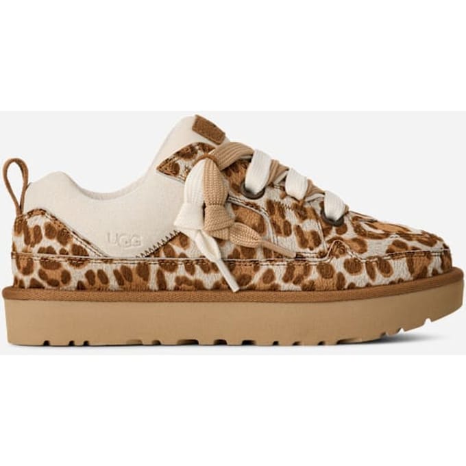 UGG® Lo Lowmel Plains Trainer in Felicity Leopard Jasmine, Size 4, Cow Hair/Polyester