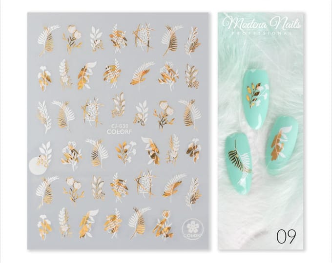 Modena Nails Nail Art Stickers Gold Glam #09