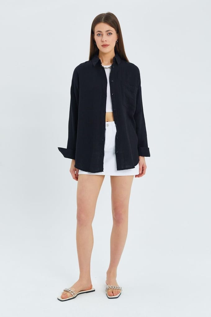 Oversized Shirt met Pocketdetail