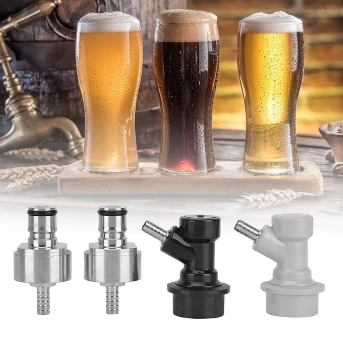 2 stuks roestvrijstalen carbonatiedop met 2 stuks wartel kogelkoppeling voor bier brouwen gray