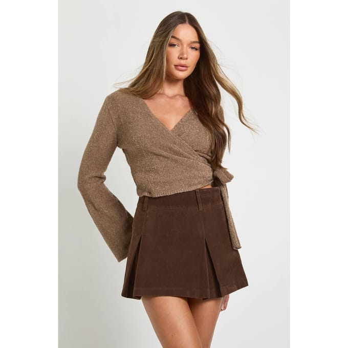 boohoo Dames V-hals Ballet Wrap Cardigan | Steen | Maat: Large