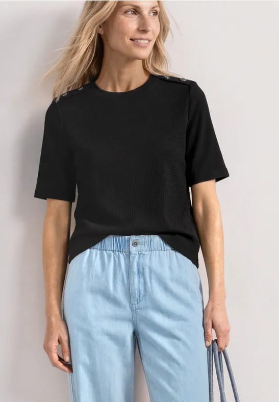 Shirt met ronde hals en knoopdetails