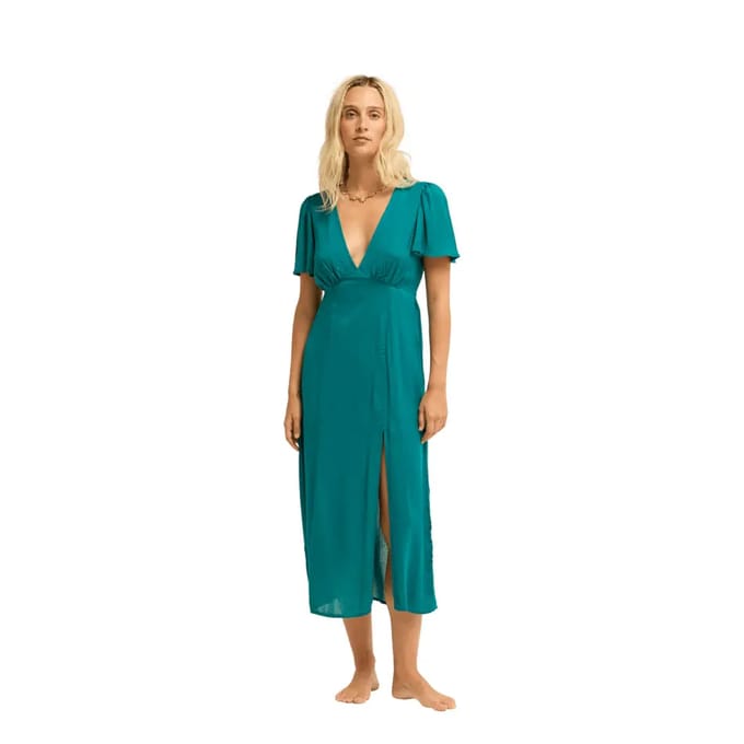 Billabong Jet Set Midi-jurk Met Korte Mouwen Groen M Vrouw