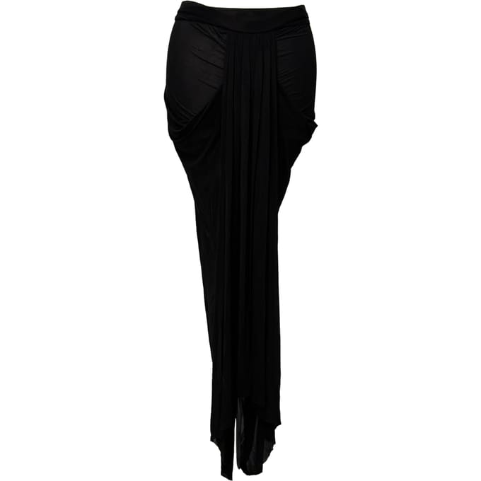 Rick Owens gedrapeerde midi-rok in zwart cupro
