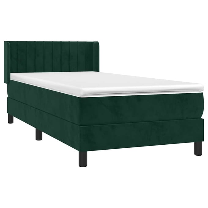 vidaXL - Boxspring - met - matras - fluweel - donkergroen - 90x200 - cm