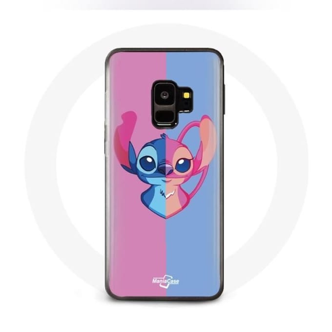 Coque pour Samsung Galaxy S9 plus Stitch et angel bleu rose