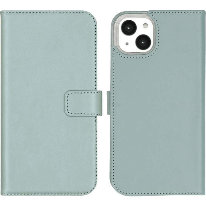 Selencia iPhone 14 Plus Leren Portemonnee Hoesje Lichtblauw