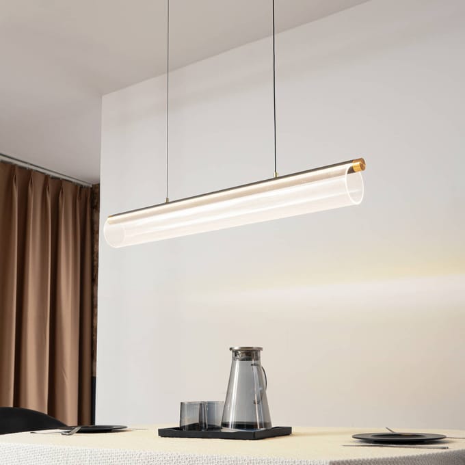 Lucande LED hanglamp Alania, transparant, metaal, 86,5cm