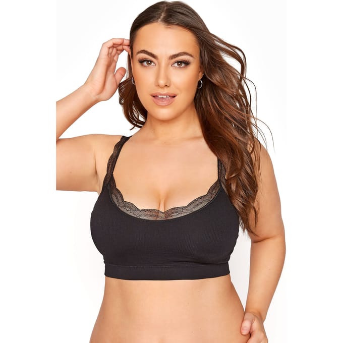 Yours Bralette Met Kanten Rand In Zwartsize 46-48