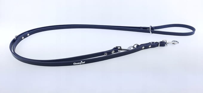 Champion Verstelbare Leren Hondensnoer 2.4m/1.2cm - Marineblauw