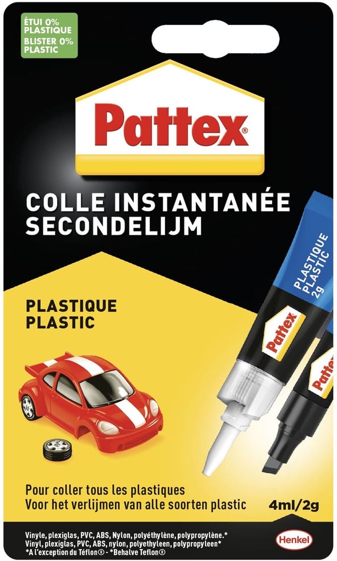 Pattex Secondelijm Plastic - 12 x 2 gr - Voordeelverpakking