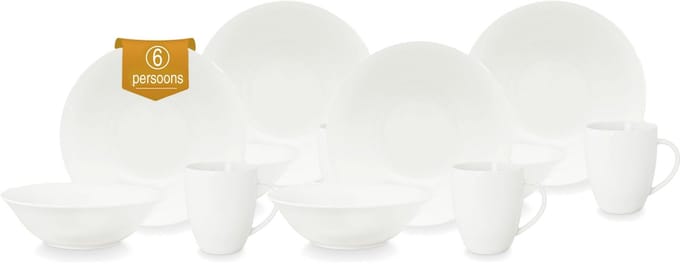 vtwonen - Basic - Set van 12 - Ontbijtset - Wit - Porselein