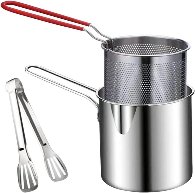 Frituurpan met Zeef - Kleine Braadpan - Gefrituurde Snacks Maken - Met Geïntegreerde Thermometer