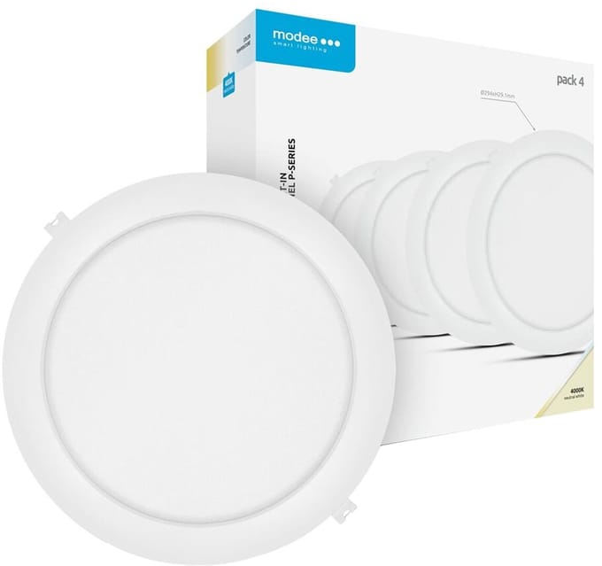 Modee LED Paneel Rond Inbouw - 24W - 2640lm - 29.4x2.9cm - 4000K - Neutraal Wit - 4 stuks