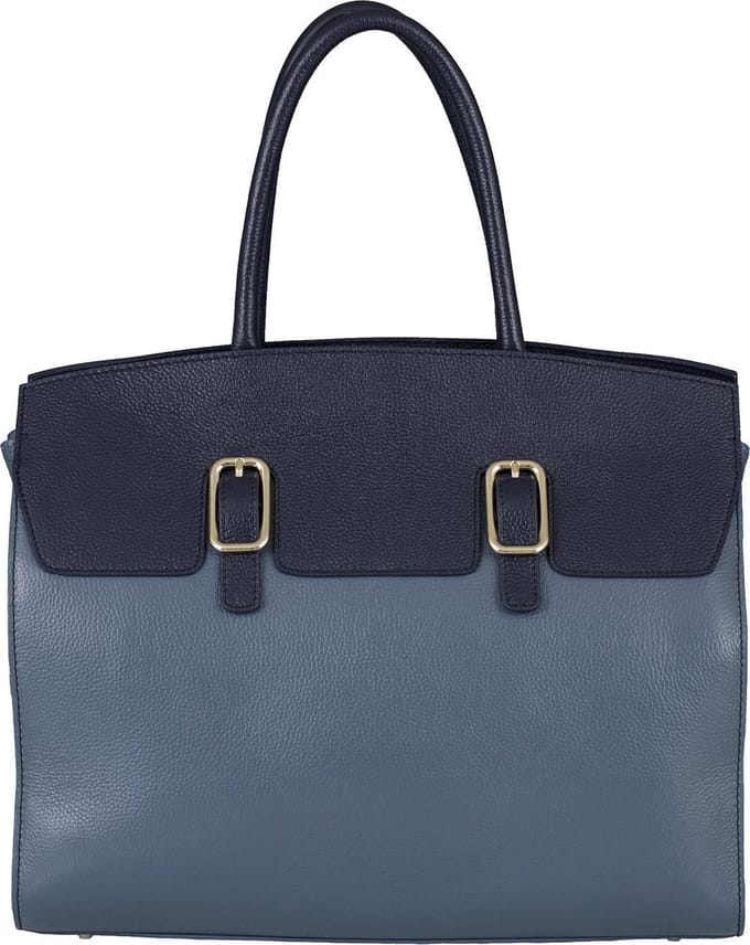 SALE BELUCIA OVADA DAMES HANDTAS LARGE KALFSLEER BICOLOR BLAUW