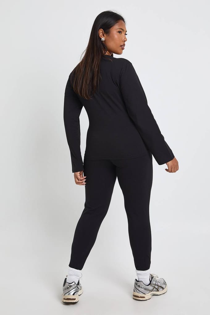 boohoo Dames Plus-legging met hoge taille | Zwart | Maat: 44