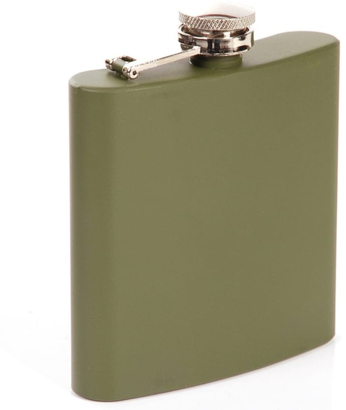 Heupfles - 180 ml - legergroen - metaal - 9 x 10 cm - Drank zakfles