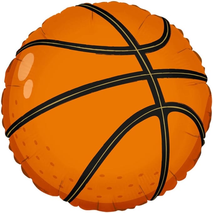 Basketbal Folieballon, 45 cm, rond, met zelfsluitend ventiel