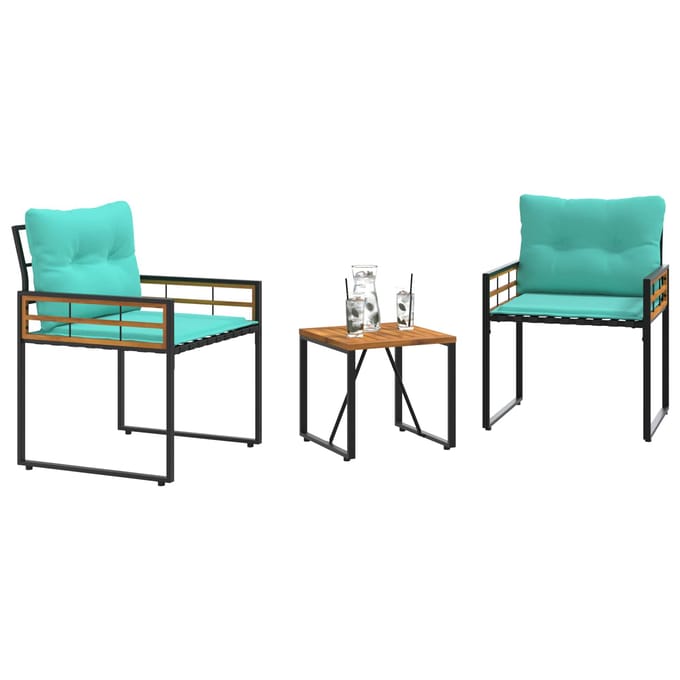 vidaXL Buitenmeubels set met kussen 3 pcs Turquoise