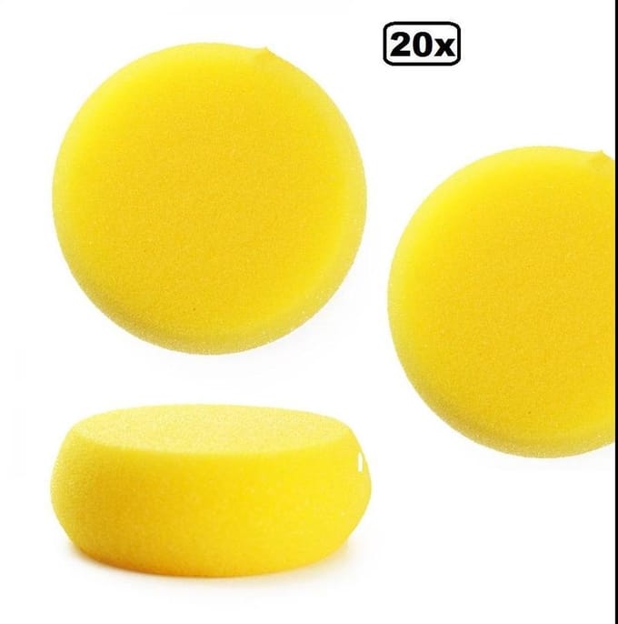 20x Schminkspons geel afgerond dia. 7.5 cm