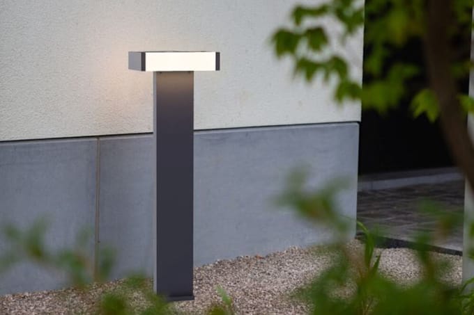 LUTEC Conroy - Tweelichts LED sokkel voor buiten - Donkergrijs