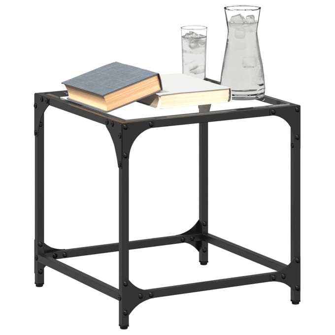 vidaXL - Salontafel - met - transparant - glazen - blad - 40x40x40 - cm - staal