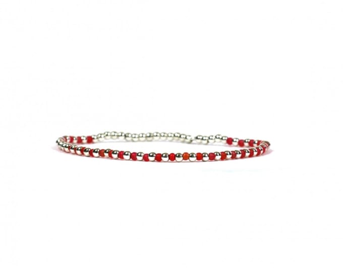 Heaven Eleven KIDS- meisjes - armband - zilver - 925 - rode - stenen - 2mm