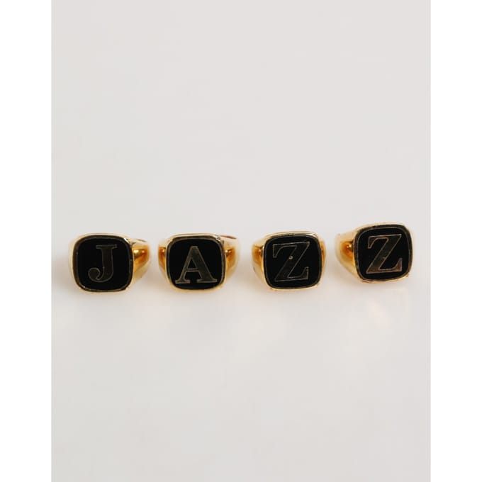 Gouden Tonen Messing JAZZ Letterset 4 Stuks Verstelbare Ring