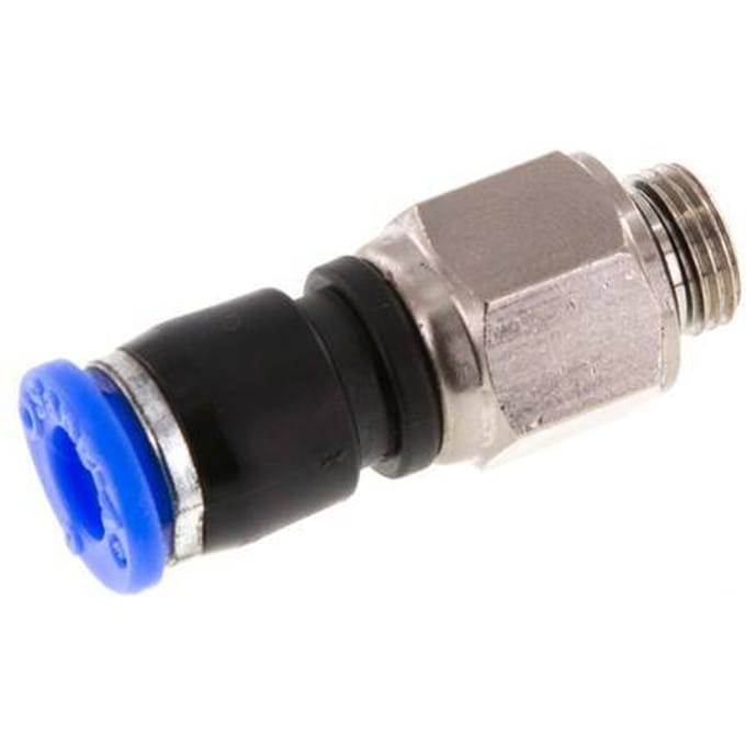 6mm & G1/8'' Draaidoorvoer Insteek Buitendraad Vernikkeld Messing/PBT NBR