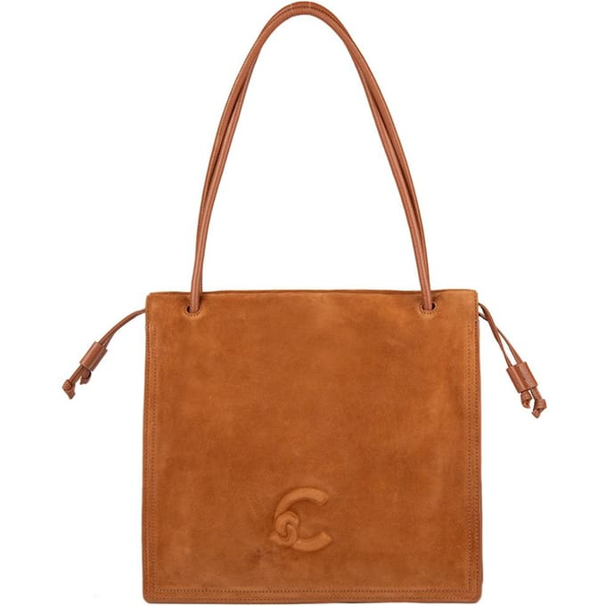 COCCINELLE Leren schoudertas Dulse Suede Handbag Cognac / Cognac Lichtbruin