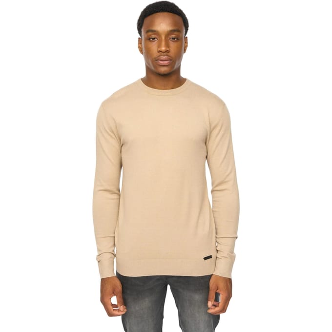 Duck and Cover Heren Consenza Gebreid Crew Neck Sweatshirt (Steen)