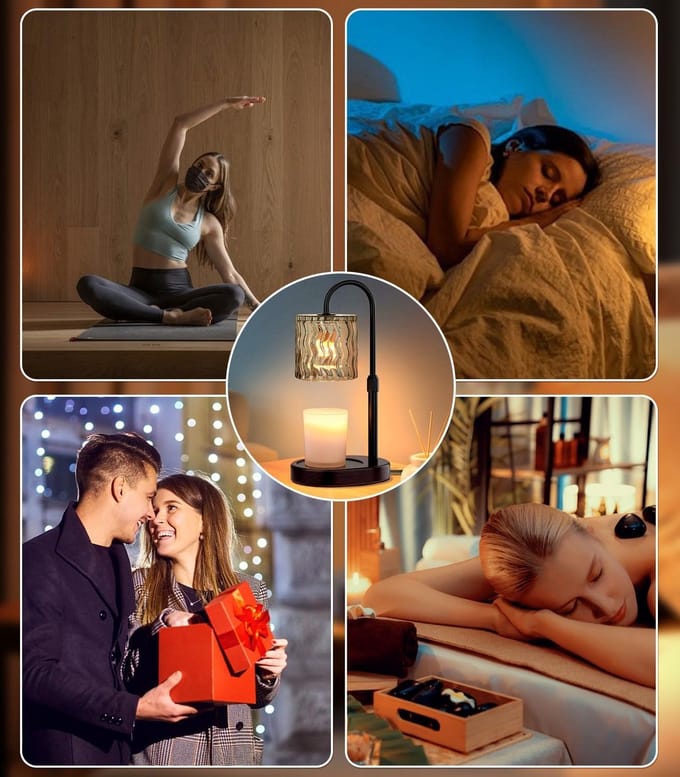 Candle Warmer Lamp Electric Timer: Dimmable Candles Warming Lamps - Height Adjustable Burner Jar - No Flame Scented Melts Wax - All Candle Jars Home Decor Table Light