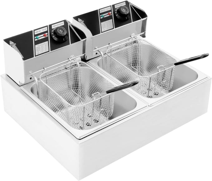 Frituurpan dubbel - Frituurpan - Zilver - 60cm x 51cm x 39cm