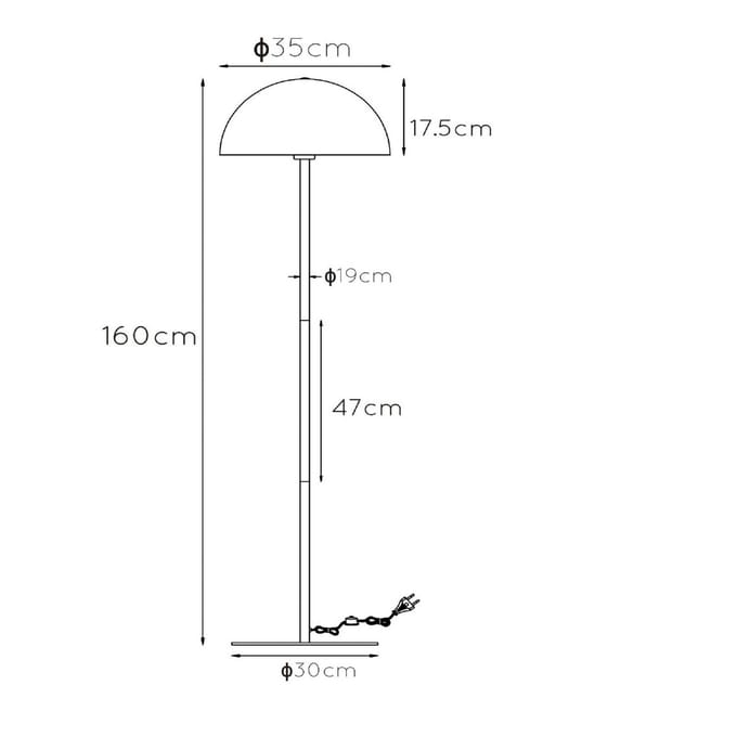 Lucide SIEMON - Vloerlamp - Ø 35 cm - 1xE27 - Okergeel