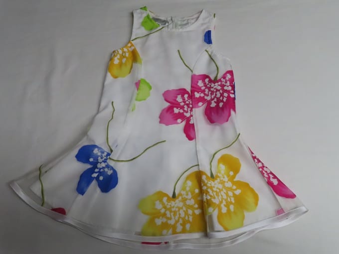 Jurk - Feestkledij - Wit met bloemen - Mouwloos - 2 jaar 92