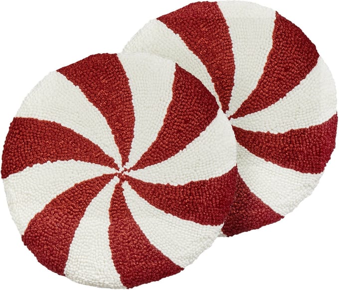 SWIRL CANDY - Sierkussen set van 2 - Rood/Wit - 40 cm - Polyester